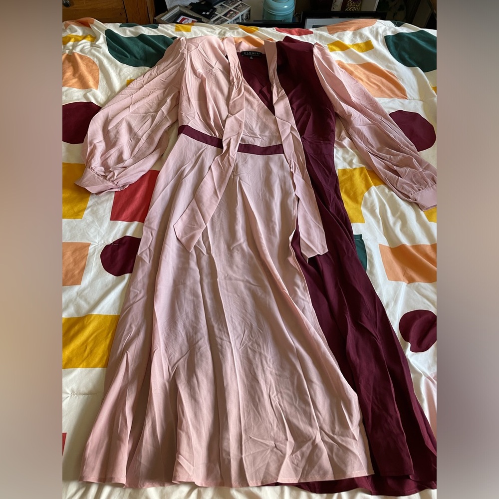 ELOQUII two toned fake wrap dress
